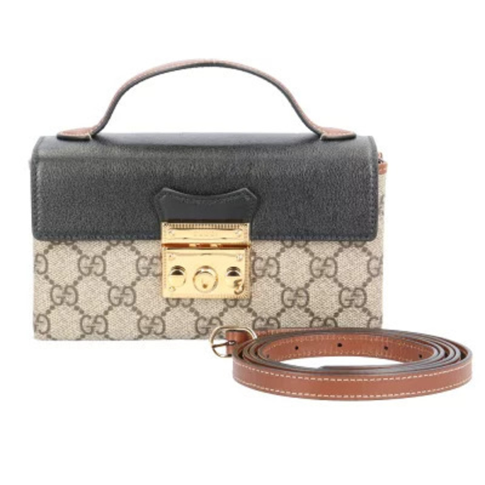 Gucci Padlock GG Supreme Shoulder Bag Canvas Black